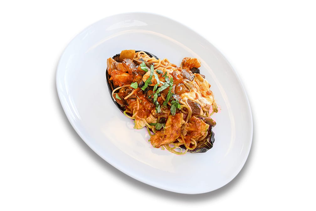 Eggplant Boat Pasta.