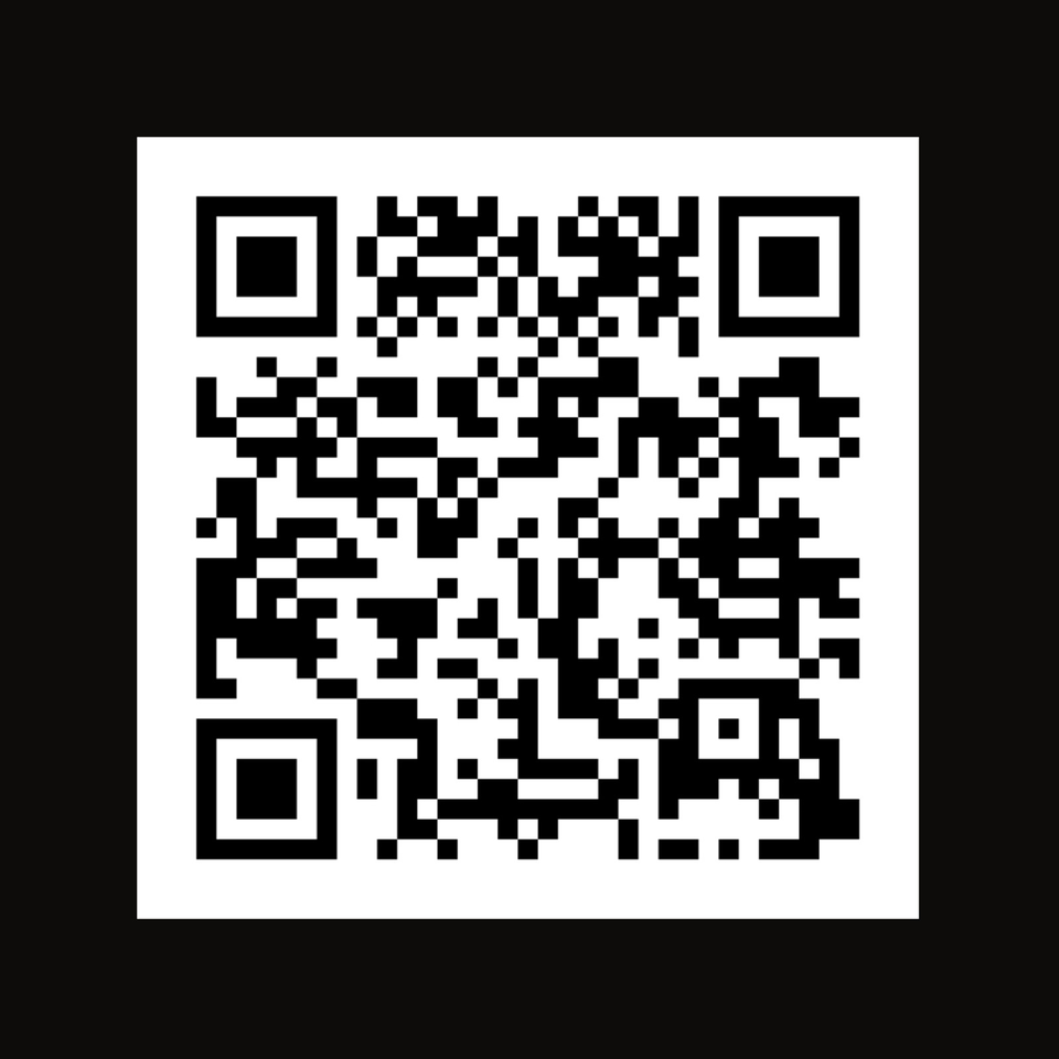 Black-and-white QR code centered on a white square against a black background.