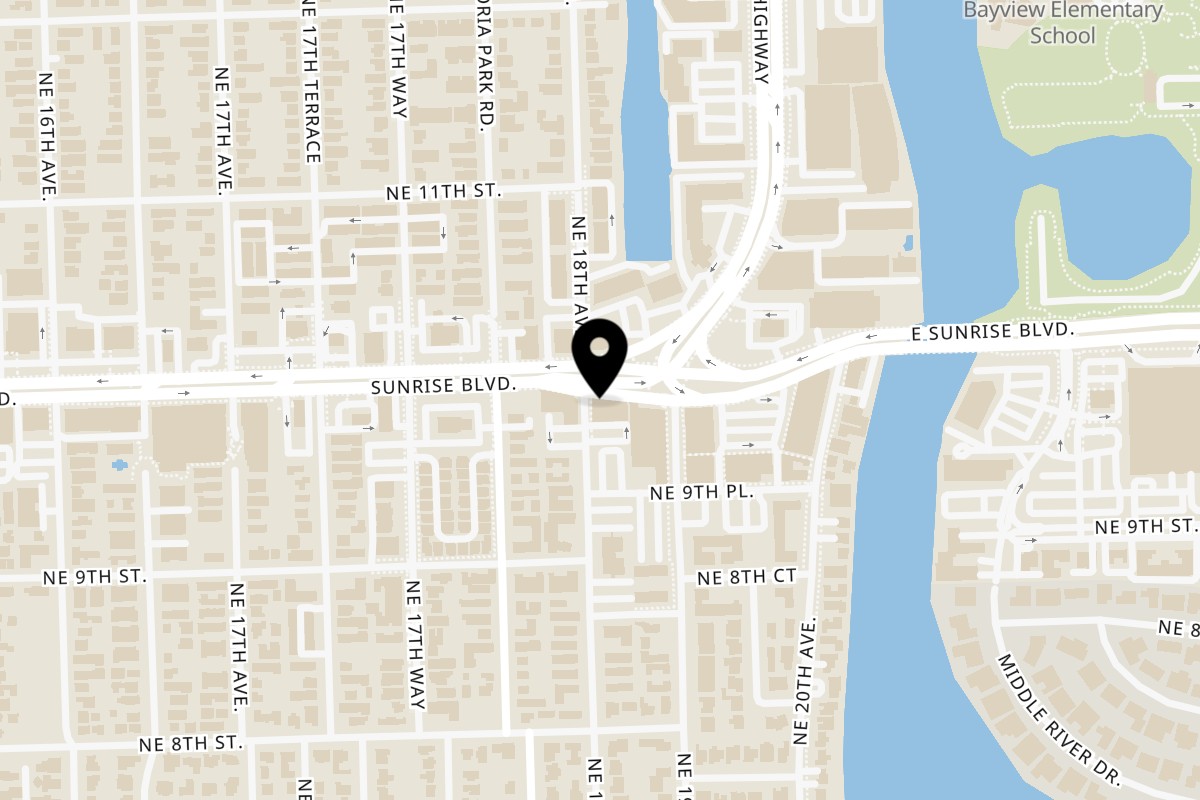 Map showing the location of il Mulino on 1800 E Sunrise Blvd in Fort Lauderdale